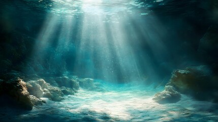 Obraz premium underwater scene with rays of light and rays