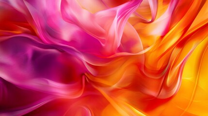 Obraz premium Abstract colorful silk textures in vibrant pink, orange, and red hues, creating a flowing and dynamic visual experience.