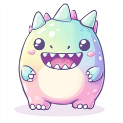 A kawaii dino ghost, Halloween theme, pastel colors, cute expression, isolated on white background