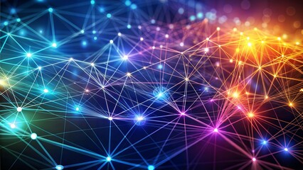 Fototapeta premium Abstract Digital Network with Bright Interconnected Points, Concept of Global Connectivity