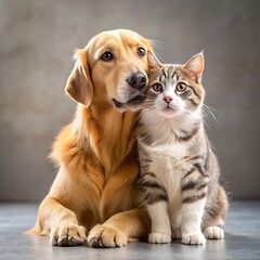 Dog and cat love affectionate towards each other