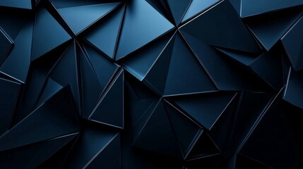 Fototapeta premium Abstract geometric background featuring dark blue triangular shapes, creating a modern, stylish, and dynamic visual effect.
