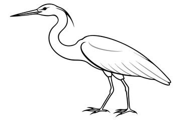 heron line art, heron bird vector illustration, heron bird outline icon
