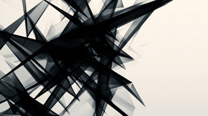 Fototapeta premium Abstract geometric shapes in black and white create a striking modern design with dynamic lines and sharp angles. Perfect for artistic backgrounds.