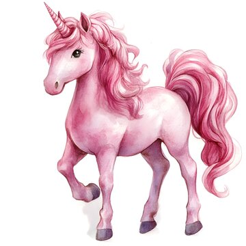 recommend clip art: Magical and Radiant Pink Unicorn Watercolor Clipart