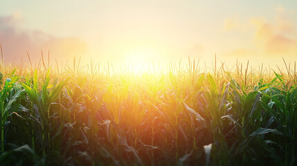 Golden Sunrise over Cornfield