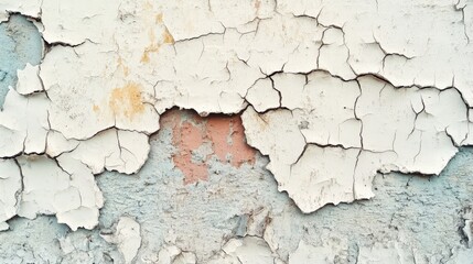 Obraz premium Close-up of aged, peeling paint on a wall, showcasing texture and decay. Ideal for backgrounds, textures, and abstract concepts.