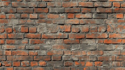 Obraz premium Close-up of an old textured red brick wall. Ideal for backgrounds, architectural designs, and construction themes.