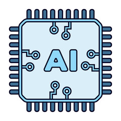 Fototapeta premium Artificial Intelligence Technology Flat Design Icon