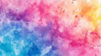Fototapeta premium Colorful abstract watercolor background with vibrant blue, pink, and yellow hues, creating a splash-like texture perfect for creative design.