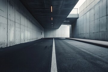 Empty road at building exterior.