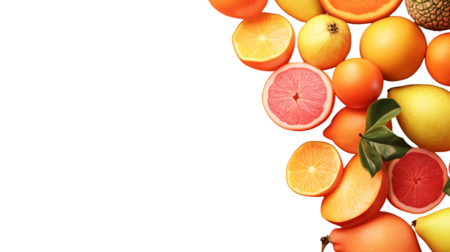 Fresh citrus fruit slices transparent background