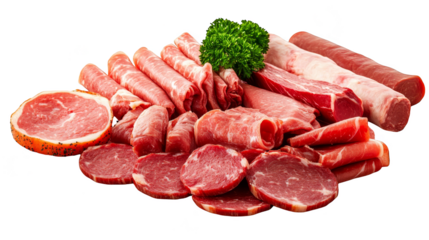 Sliced cured meat and sausage platter