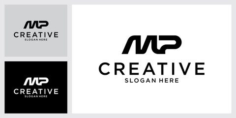 MP or PM initial letter logo design vector