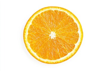 close up Orange fruit slice isolated on white background. Top view. Flat lay, ai