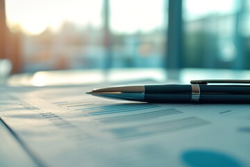 Pen on Document with Graph and Chart