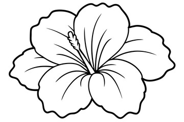 hibiscus line art, hibiscus flower line art vector illustration, hibiscus flower Svg  © Trendy CraftSVG 