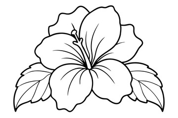 hibiscus line art, hibiscus flower line art vector illustration, hibiscus flower Svg  © Trendy CraftSVG 