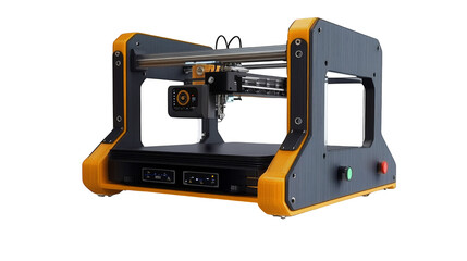 Fototapeta premium 3D Printer with Yellow Accents and Control Panel