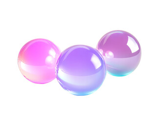 Abstract shiny pink purple spheres transparent background