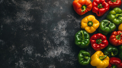 Colorful Bell Peppers on Dark Background