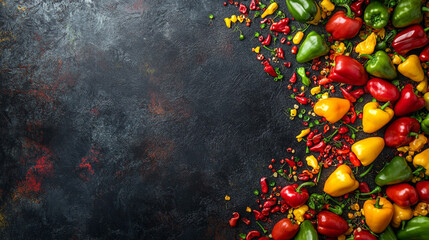 Colorful Bell Peppers on Dark Background