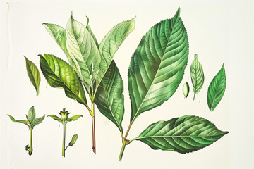 Obraz premium green leaves isolated on white background