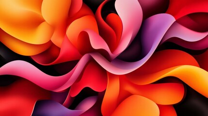 Fototapeta premium Vibrant abstract background with flowing colorful shapes in red, purple, orange, and pink hues, creating a stunning visual effect.