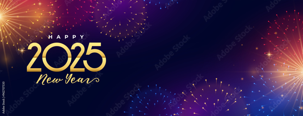 Wall mural happy new year 2025 party wallpaper with firework decor