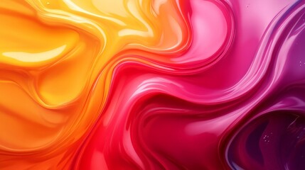 Fototapeta premium Vibrant abstract fluid art with swirling shades of yellow, red, and purple creating a mesmerizing and dynamic visual effect.