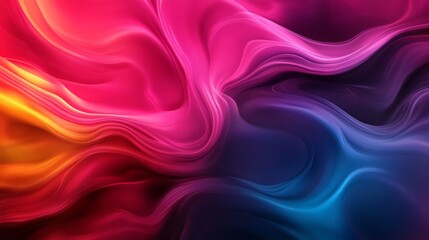 Fototapeta premium Vibrant abstract gradient background with smooth flowing waves of pink, purple, blue, and orange hues creating a stunning visual texture.