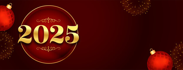 decorative 2025 golden lettering banner for new year festive