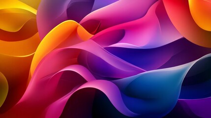 Obraz premium Vibrant abstract waves of colorful gradients seamlessly blending together, creating a dynamic and visually captivating background.