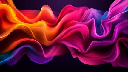 Obraz premium Vibrant abstract wavy design featuring colorful swirls and gradients on a dark background. Perfect for modern, dynamic, and artistic projects.