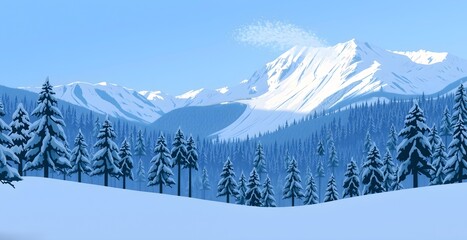 Snow-Covered Woodland with Avalanche