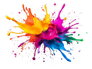 Abstract colorful paint splash explosion transparent background