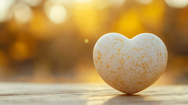 beige-brown heart symbol stands out against a blurred background, representing love, warmth, and serenity. The soft colors evoke feelings of comfort, stability, and emotional connection