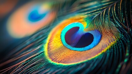 Obraz premium Peacock Feather Close Up with Eye Pattern