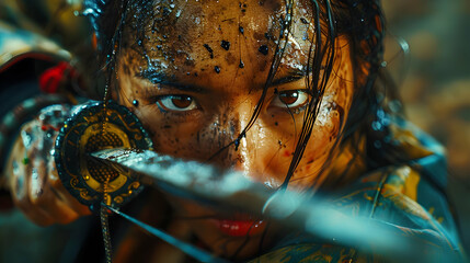 Warrior Woman with Sword Illustration