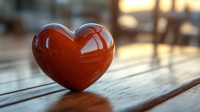 beige-brown heart symbol stands out against a blurred background, representing love, warmth, and serenity. The soft colors evoke feelings of comfort, stability, and emotional connection
