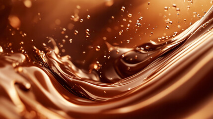 Splash of chocolate on brown background.