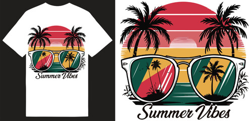 Summer vibes a unique T shirt design vector .