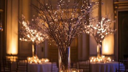 Elegant Wedding Centerpiece with Twinkling Lights