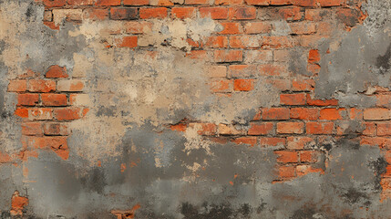 Old vintage brick wall background texture , Potholes and defects in a brick wall , Old Exterior Brick Wall Background vintage style grung texture background 

