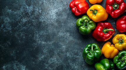 Colorful Bell Peppers on Dark Background