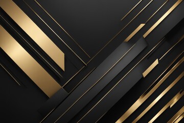 Obraz premium Abstract geometric background with black and gold stripes.