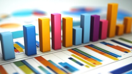 Colorful 3D Bar Chart on Financial Report