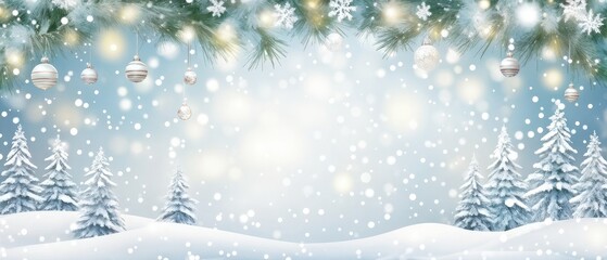 Naklejka premium Winter Wonderland with Christmas Ornaments