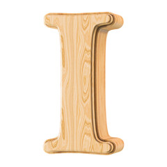 Wooden Letter Font I 3D Render