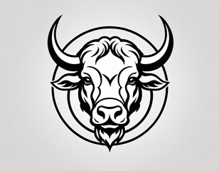 Buffalo head silhouette logo design.  icon in black and white color. Horn bull. Ai generated images
